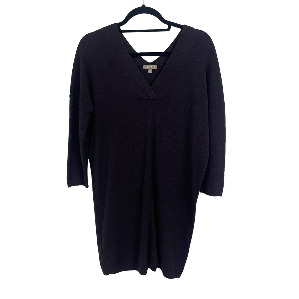 Lilla P Brown V Neck Knit Jumper Sweater Dress Womens M
